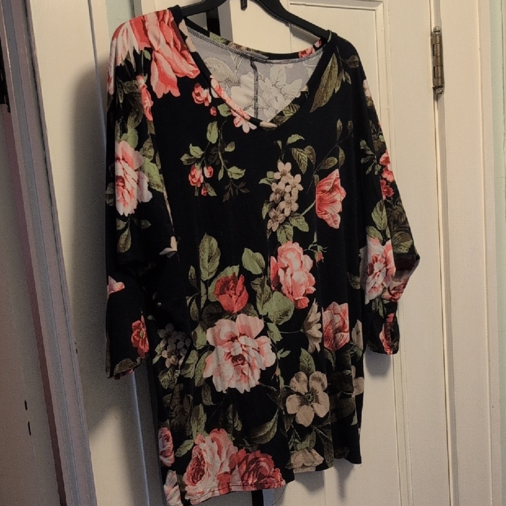 Floral Black Top